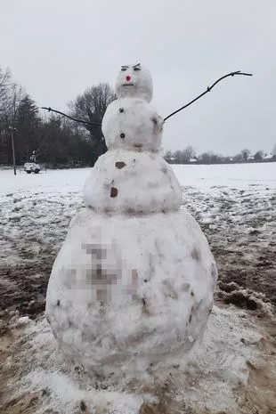 当地人在看到和孙子孙女散步的猥龊雪人后“非常厌恶”