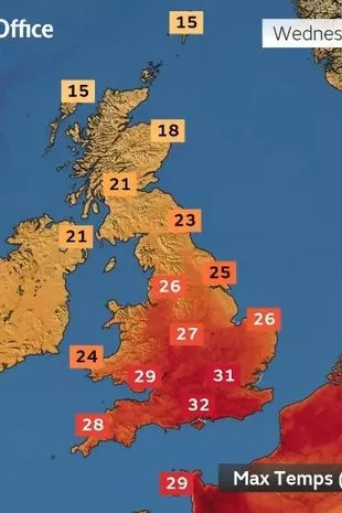 英国气象局预测气温将达到32摄氏度,英国的热浪将持续多久